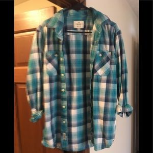 America Eagle plaid button down shirt